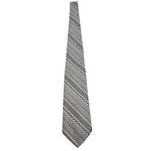 House of Lords Vintage‎ Tie Mens Geometric Striped Green White Mod 1970s Retro